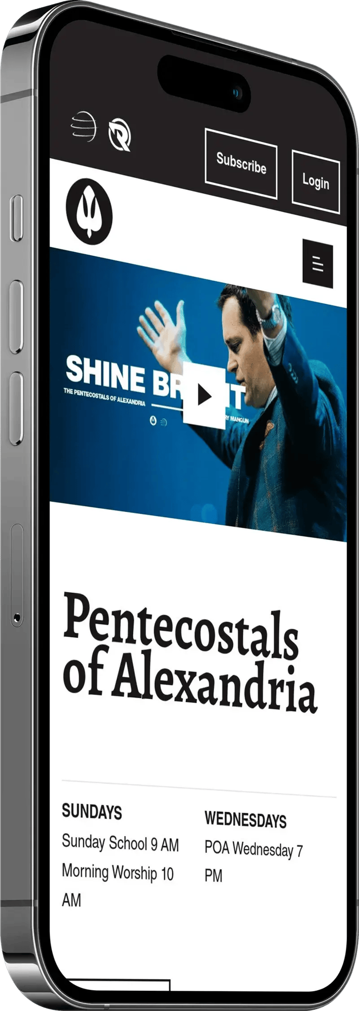 POA Church's website on iPhone 14 pro