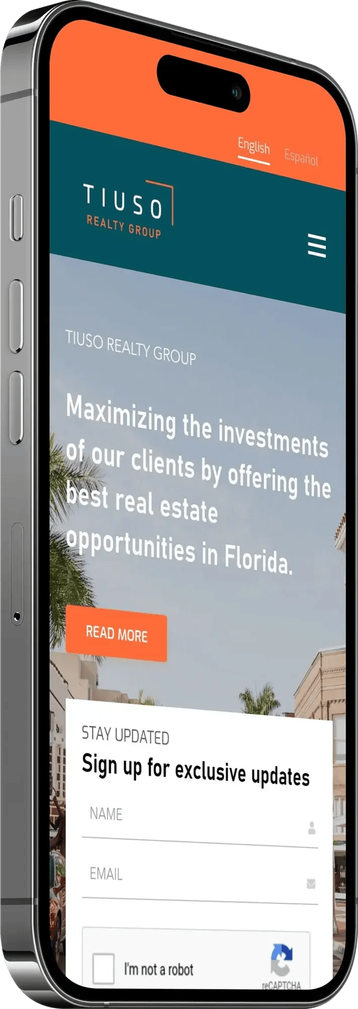 Ttiuso Realty's Website on an iphone
