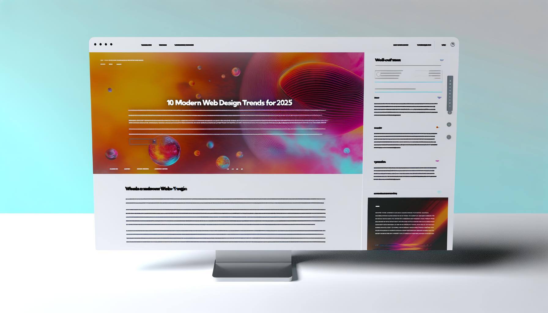 A futuristic web design showcasing AI-generated elements and abstract visual concepts.