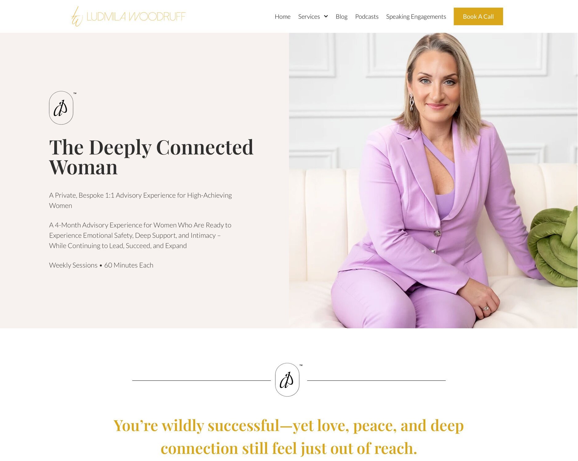 A page from Ludmila Woodruff's website designed and developed by SPYCE media